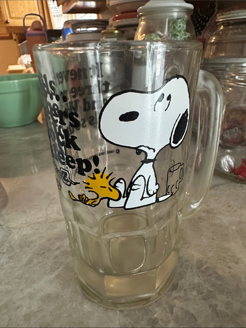 Snoopy & Woodstock Glass Beer Mug